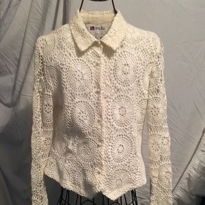 E.CLAIR WHITE CROCHET JACKET